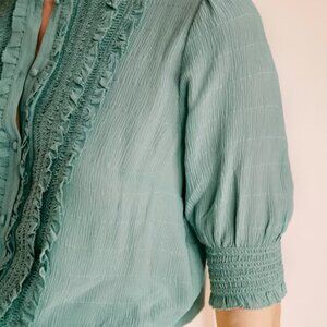 Sézane Silk Norah Top – Sage Green